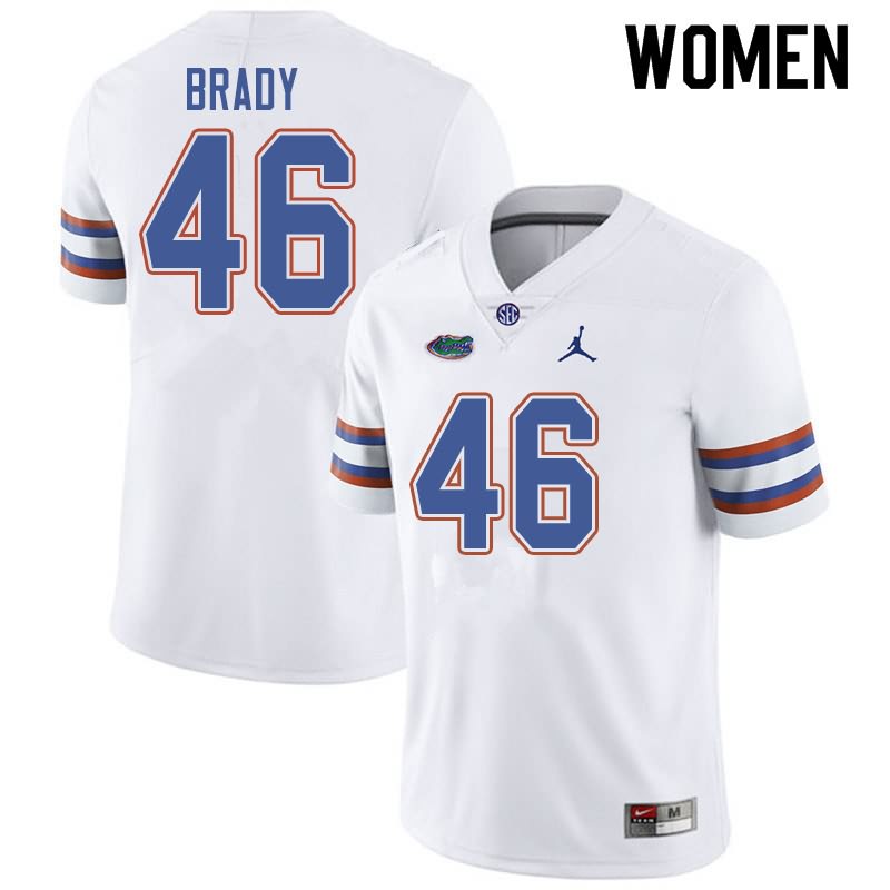 Women's NCAA Florida Gators John Brady #46 Stitched Authentic Jordan Brand White College Football Jersey MOY2065IE